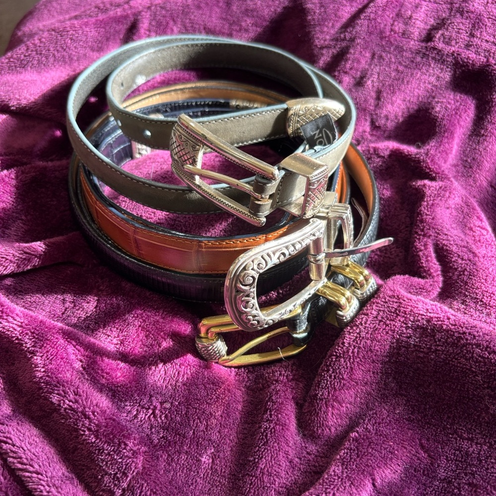 Three Brighton leather belts